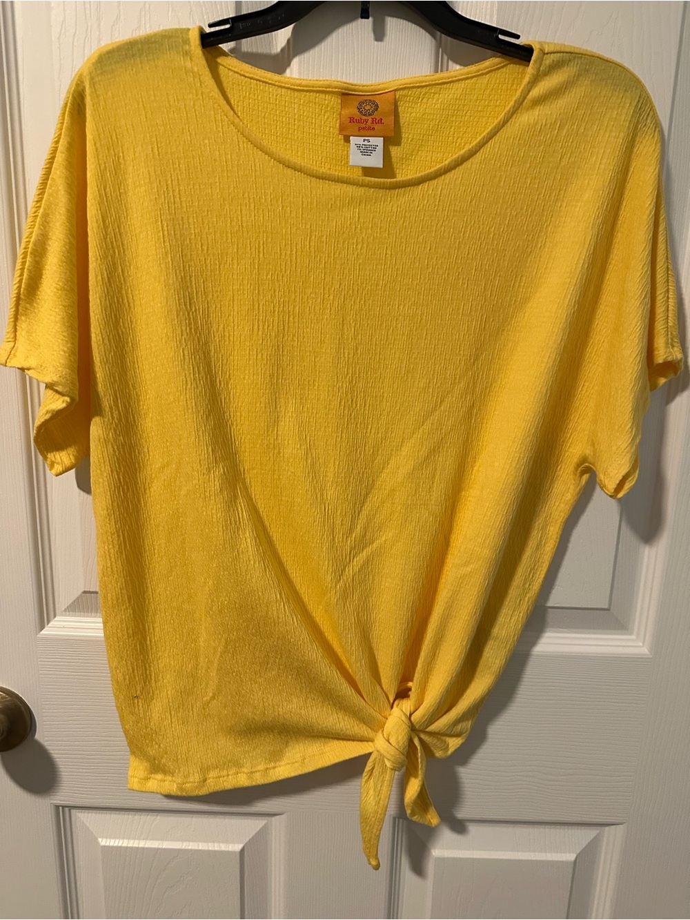 Ruby Rd. Bright Yellow Short Sleeve Tie Front Top